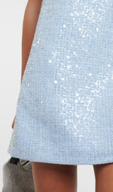 EMBELLISHED BOUCLÉ MINI DRESS