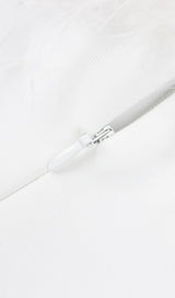 FEATHER BODYCON MAXI DRESS IN WHITE Dresses styleofcb