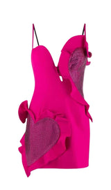HEART EMBELLISHED SEQUIN MINI DRESS IN PINK DRESS STYLE OF CB