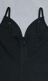 V NECK BACKLESS BODYCON MIDI DRESS IN BLACK Dresses styleofcb