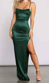 SATIN STRAP MAXI DRESS IN VERDE Dresses styleofcb