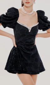 DIAMOND FLORAL BACKLESS MINI DRESS IN BLACK Dresses styleofcb