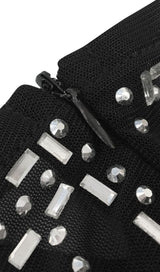 LACE SEE-THROUGH DIAMONDS MAXI DRESS IN BLACK styleofcb