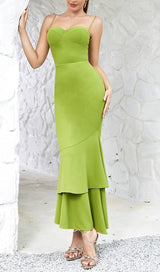 STRAPPY FISHTAIL MAXI DRESS IN GREEN styleofcb