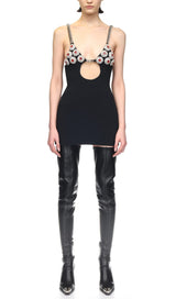 DIAMOND HOLLOW MINI DRESS IN BLACK styleofcb