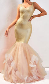 BODYCON BACKLESS MAXI DRESS IN GOLD Dresses styleofcb