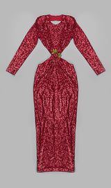 SEQUIN CUTOUT BACKLESS MAXI DRESS IN RED DREESES styleofcb