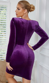 LONG SLEEVES RUCHED MINI DRESS IN PURPLE Dresses styleofcb