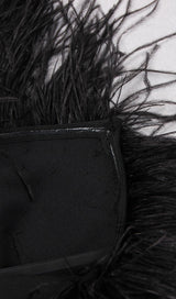 FEATHER BODYCON MAXI DRESS IN BLACK Dresses styleofcb