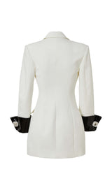 DIAMOND BUTTON LEATHER PATCHWORK BLAZER styleofcb