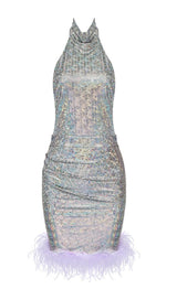 SEQUIN BACKLESS MINI DRESS IN SILVER Dresses styleofcb