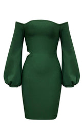 OFF THE SHOULDER MINI DRESS IN GREEN Dresses styleofcb