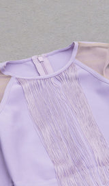 HOLLOWED-OUT SHOULDER FRINGED DRESS IN PURPLE styleofcb