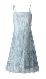 SHINY FRINGED BANDAGE MINI DRESS Dresses styleofcb