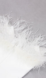 FEATHER BODYCON MAXI DRESS IN WHITE Dresses styleofcb