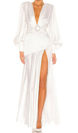 LONG SLEEVES V NECK MAXI DRESS IN WHITE Dresses styleofcb