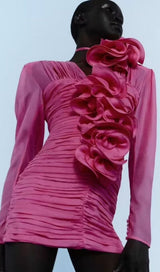 V NECK PINK RUCHED MINI DRESS Dresses styleofcb