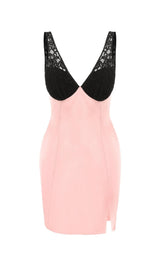 LACE GOLVES PINK PATCHWORK MINI DRESS Dresses styleofcb