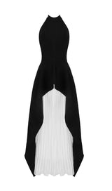 BANDAGE HALTER IRREGULAR MAXI DRESS IN BLACK AND WHITE styleofcb