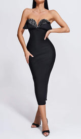 SEQUIN STRAPLESS MIDI DRESS IN BLACK Dresses styleofcb