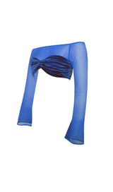 VELVET MESH SLEEVE TWO PIECE SUIT Tops styleofcb