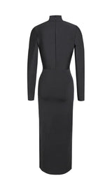 IRREGULAR LACE-UP SLIT DRESS IN BLACK styleofcb