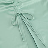 GREEN SATIN SWEETHEART NECK CORSET FRONT SPLIT MAXI DRESS DRESS styleofcb