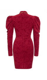 WINE RED CHINESE STYLE DARK GRAIN MINI DRESS styleofcb