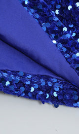 SEQUIN ONE SHOULDER MINI DRESS IN GALACTIC COBALT styleofcb