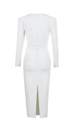 SQUARE SHOULDER CORSET MIDI DRESS IN WHITE styleofcb