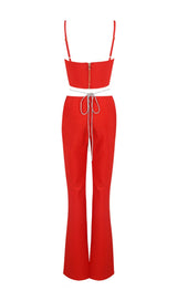 CORSET WIDE-LEGGED TWO-PIECE SUIT IN RED styleofcb