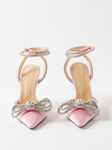 BOW CRYSTAL SATIN HEELS IN BLUSH Shoes styleofcb