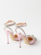 BOW CRYSTAL SATIN HEELS IN BLUSH Shoes styleofcb