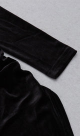 OFF SHOULDER PLEATED DRESS IN BLACK DREESES styleofcb