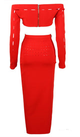 OFF THE SHOULDER BODYCON TWO PIECE SET Clothing styleofcb
