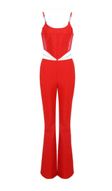 CORSET WIDE-LEGGED TWO-PIECE SUIT IN RED styleofcb