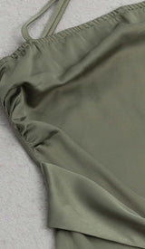 A-SILHOUETTE SATIN MIDI DRESS IN OLIVE DRESS sis label