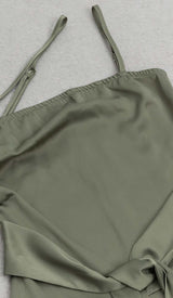 A-SILHOUETTE SATIN MIDI DRESS IN OLIVE DRESS sis label