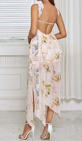 ALLOVER PRINT SPLIT THIGH BACKLESS DRESS DRESS sis label