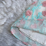 APPLIQUÉD LACE EMBROIDERED TWO PIECE IN BLUE DRESS STYLE OF CB