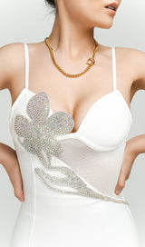 ASYMMETRIC CRYSTAL FLOWER DRESS IN BLACK Dresses styleofcb