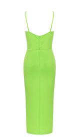 ASYMMETRIC SHOULDER MIDI DRESS IN GREEN DRESS STYLE OF CB
