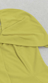 ASYMMETRICAL NECK RUFFLE MINI DRESS IN GREEN DRESS STYLE OF CB