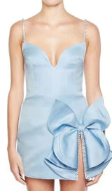 BABY BLUE CRYSTAL BOW MINI DRESS Dresses styleofcb