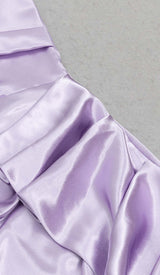 BANDEAU RUCHED SATIN MIDI DRESS IN LILAC DRESS STYLE OF CB