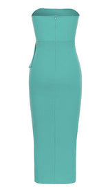 BANDEAU RUFFLES MIDI DRESS IN GREEN DRESS STYLE OF CB