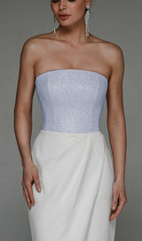 BANDEAU WAIST-TIGHTENING MAXI DRESS IN WHITE STYLE OF CB