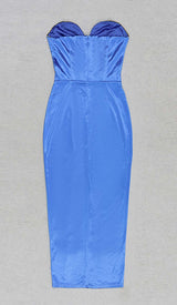 BANDEAU BODYCON MIDI DRESS IN BLUE DRESS STYLE OF CB