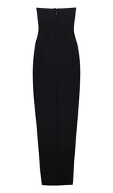 BANDEAU THIGH SLIT MIDI DRESS IN BLACK DRESS STYLE OF CB