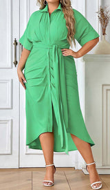 BATWING SLEEVE SHIRT MIDI DRESS IN GREEN DRESS STYLE OF CB